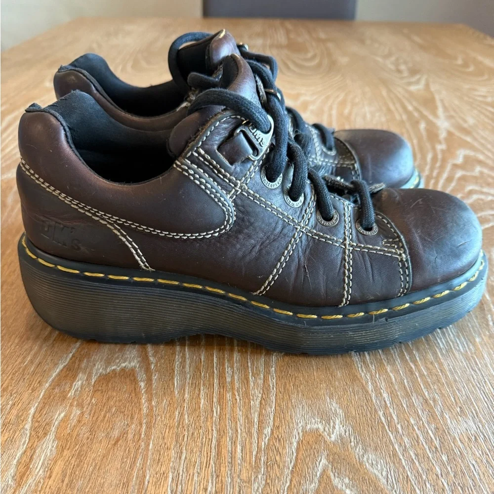 DR. MARTENS Vintage 9806 Brown Leather Chunky Oxford‎ Platform Y2K Women’s Sz 8